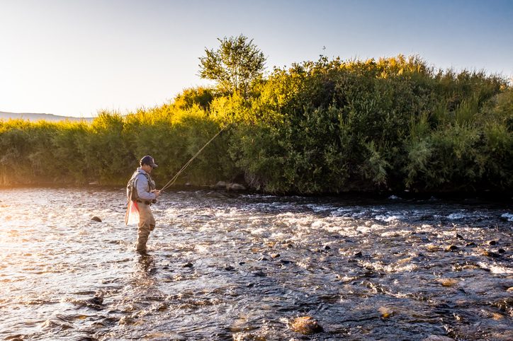 Fisherman on the Truckee River, one of the best fishing spots in Nevada