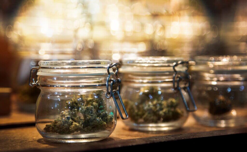 jars of cannabis flower