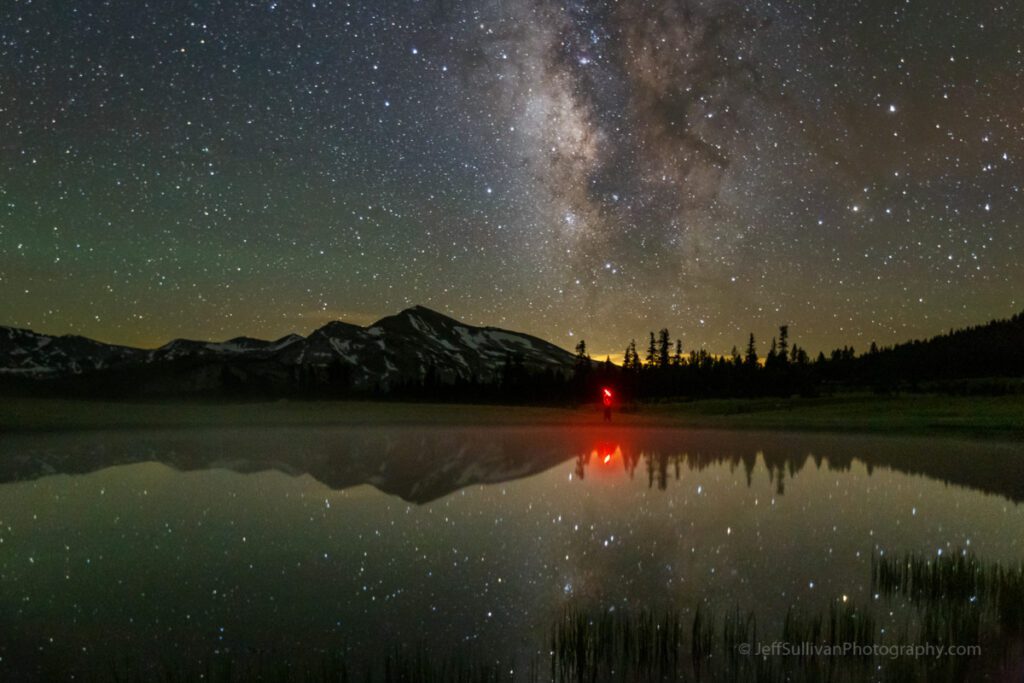 Beautiful night sky over a lake.